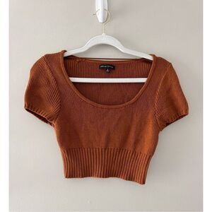 Kendall + Kylie‎ Crop Top Short Sleeve Size Small Knit Boatneck Pullover